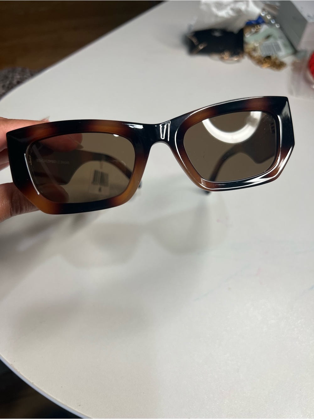 Le Specs Men's Tortoiseshell Rectangular Sunglasses - Brown Gradient